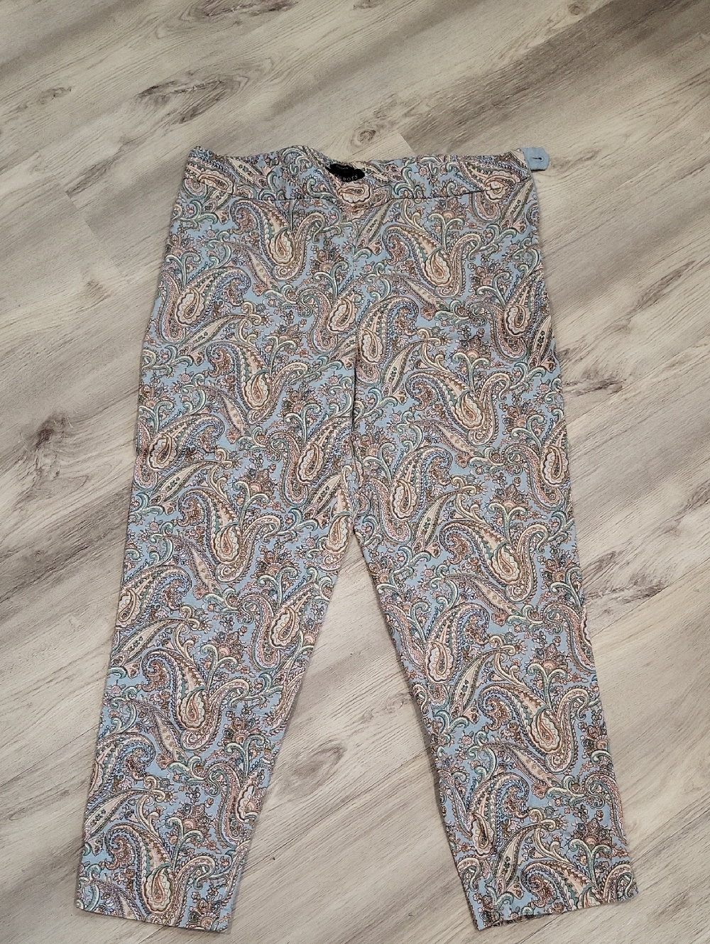 Talbots Paisley Cropped Pants in Light Blue, Tan and Cream